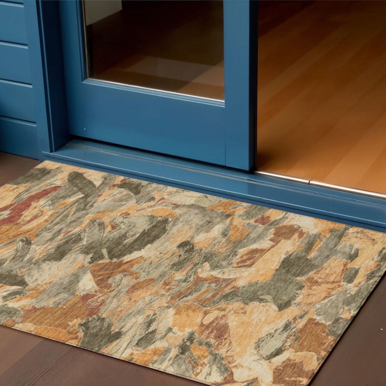 Edge Collections - 3' x 5' - Brown - Durable Abstract Area Rug for Indoor and Outdoor Use - 1 Piece
